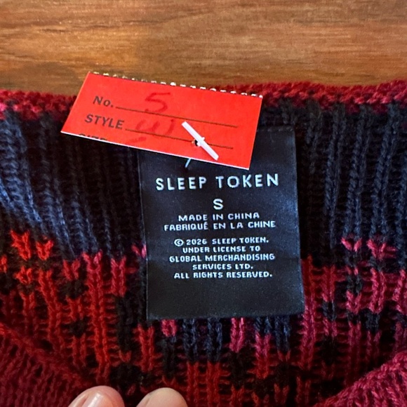 Hot Topic Burgundy and Black Sleep Token Runes Bell Sleeves Sweater - Picture 8 of 11